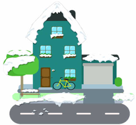 House with snow - No background